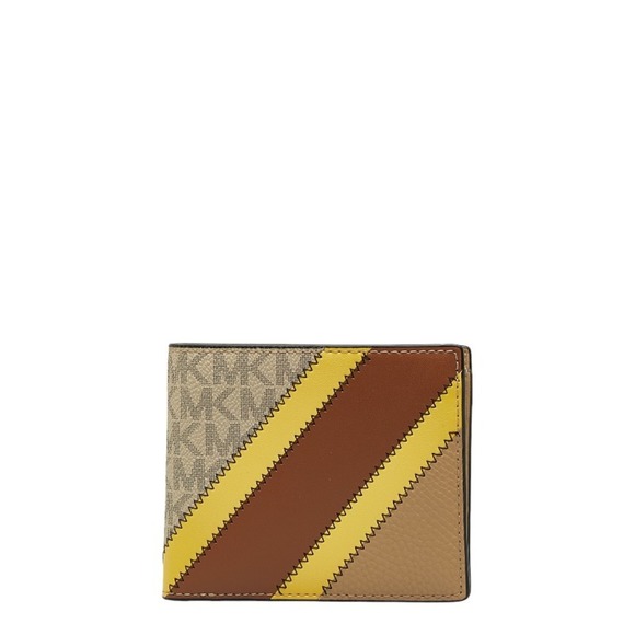 Michael Kors Other - MICHAEL KORS Monogram Bifold Wallet Brown Beige Yellow PVC Leather Men's